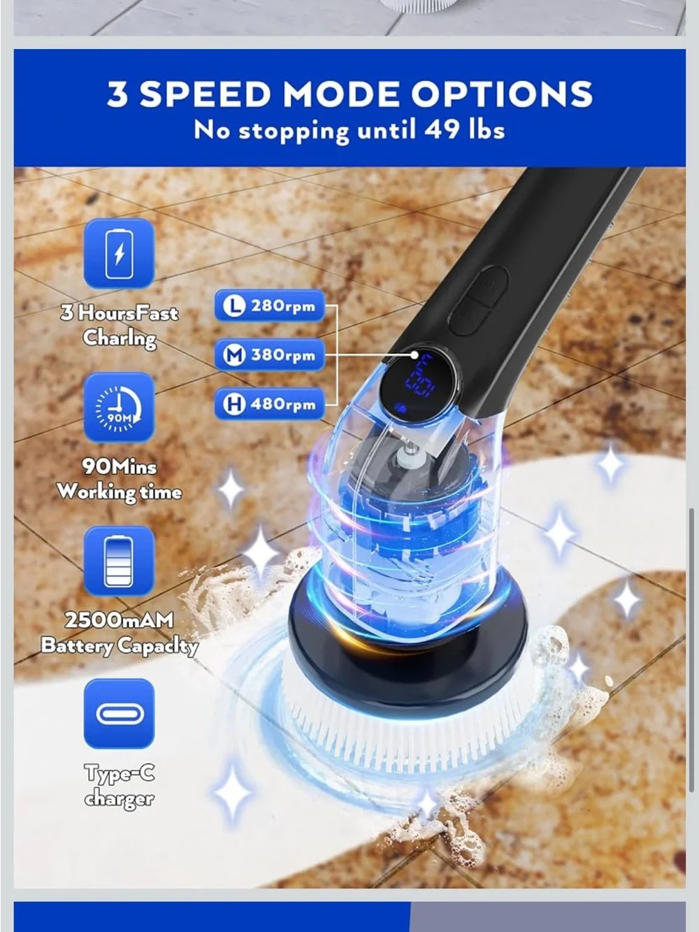 ANS-8051A White 3-in-1 Electric Cleaning Brush